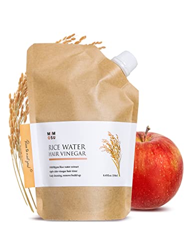 mimosu Apple Cider Vinegar Hair Rinse with Rice Water Refill 8.45oz, Hair Growth Cleansing Conditioner, Gentle Scalp Cleanser for Build Up, Glycolic Acid Dandruff Treatment