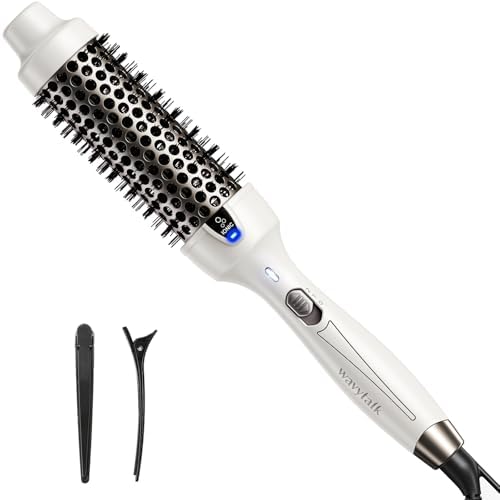 Wavytalk Thermal Brush, 1.5 Inch Ionic Thermal Round Brush Creates Blowout Look in 10 Minutes Makes Hair Shinier & Smoother, Dual Voltage (White)
