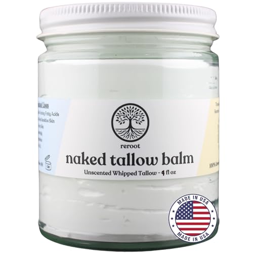 Beef Tallow for Skin - NAKED TALLOW BALM I 1 Ingredient - 100% Grass Fed Beef Tallow | Whole Body & Face | Whipped & UNSCENTED for Sensititve Dry Skin, Babies, Eczema, Psoriasis, Rosacea (9oz)