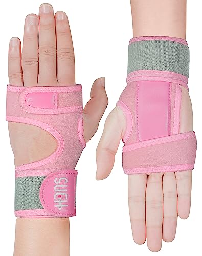 SUEH DESIGN Carpal Tunnel Wrist Brace Night Support, 1 Pair Wrist Splint for Left Right Hand, Adjustable Wrist Wrap for Tendonitis Arthritis and Workout Pains Relief, Pink