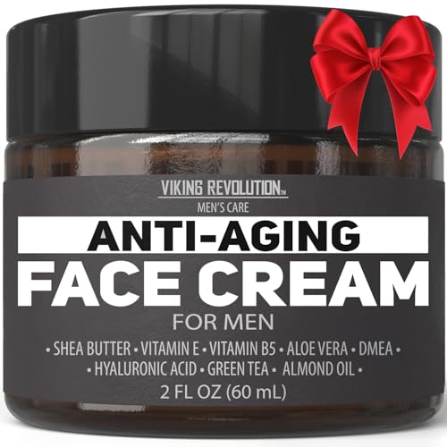 Viking Revolution Mens Anti Aging Face Cream - Mens Face Moisturizer for Men with Hyaluronic Acid, Aloe Vera, Vitamin E - Wrinkle Cream for Men with Vitamin B5, Green Tea (2 Fl Oz)