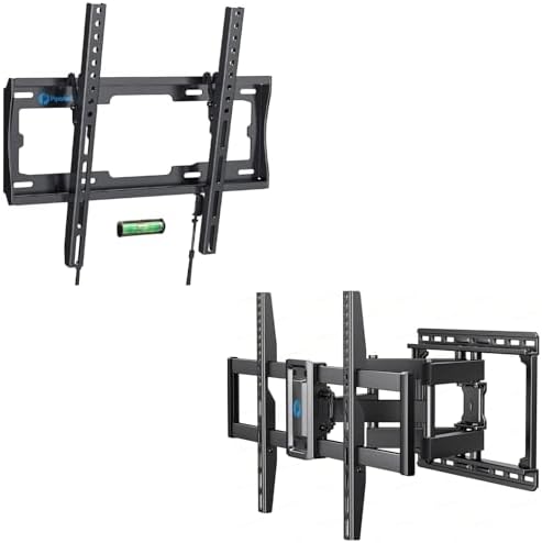 Pipishell UL Listed Tilt TV Wall Mount Bracket Low Profile for Most 23-55 Inch Flat Curved TVs & Pipishell Full Motion TV Wall Mount for 37-75 inch TVs
