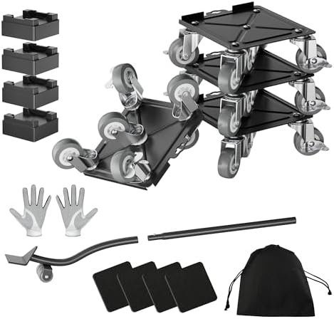 Furniture Dolly,Furniture Mover Pro Set,Furniture Lifter with 5 360° Rotatable Rubber Universal Wheels，Carbon Steel Panel Furniture Movers，Maximum Load 3307LBS.