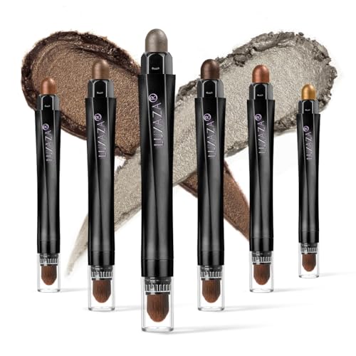 6PCS Cream Eyeshadow Stick Makeup Sets, Metallic And Matte Shimmer Eye Shadow, Eye Brightener Stick Pencil Crayon Make up Set - Brown Sugar