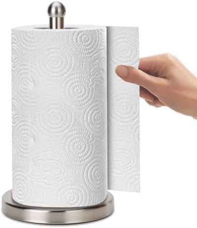 Paper Towel Holder Countertop with Heavy Base, Paper Towel Holder Stand with Weighted Base for One-Handed Operation