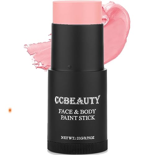 CCBeauty Pink Face Body Paint Stick, Baby Pink Eye Black Sticks for Sports, Cream FacePaint Foundation Makeup, Hypoallergenic Face Painting Kit for Halloween SFX Stage Clown Cosplay Costume Parties