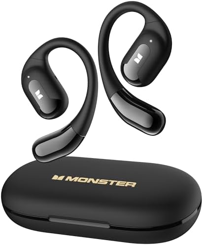 Monster Open Ear AC317 Headphones, Wireless Headphones with Stereo Sound, Bluetooth 5.4, 24H Playback, Crystal Clear Calls, Type-C Charging, Touch Control, Sweat Resistant Open Ear Wireless Earbuds