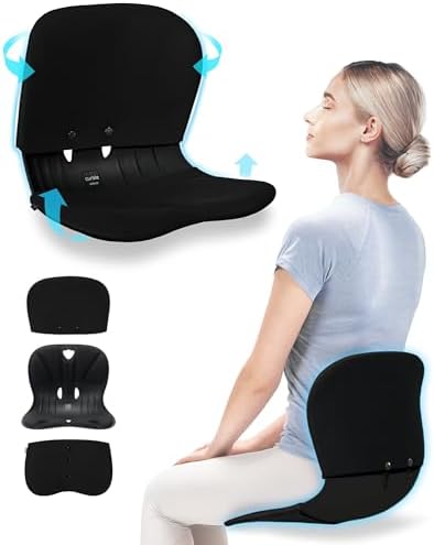 curble Wider(Standard Wide) Cover Set – Lower Back Support Chair with Detachable Cover, Lumbar Support Back Posture Corrector, Back Pain Relief (Set Black)