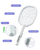 2PACK Electric Fly Swatter,4000V Bug Zapper Racket,2 in 1 Mosquito Zapper Racket with 1200ml Battery Rechargeable Purple Mosquito Killer Lamp with 3 Layers Safety Net Suitable for Indoor and Outdoor