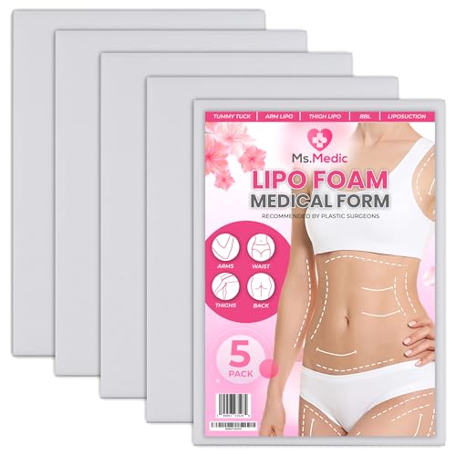 Ms.Medic [5 Pack] Lipo Foam Ab Board for all types of Compression Garments to help Post Surgery Liposuction, Tummy Tucks, Arm &Thigh Lipo, & BBL