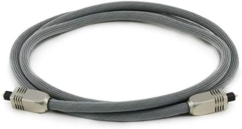 Monoprice Premium S/PDIF Digital Optical Audio Cable - Heavy Duty Mesh Jacket, Metal Connector Heads, 6 Feet, Silver
