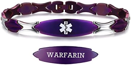 LinnaLove 7 1/2 inch Medical Alert Bracelets for women Stainless Steel Fashion Medical Bracelets Personalized Engraving