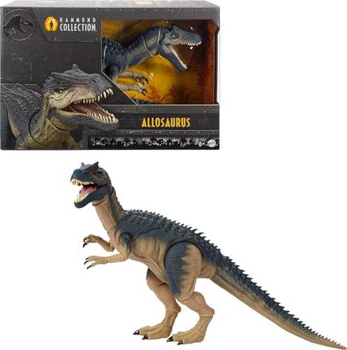 Mattel Jurassic World Hammond Collection Allosaurus Dinosaur Action Figure, Premium Movie Design, Glass Eyes & Wired Tail, 19 Points of Articulation