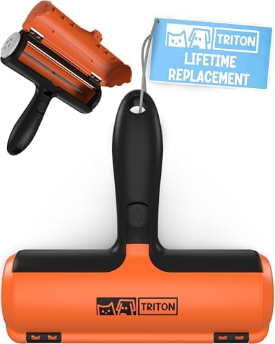 Triton Pet Hair Removal Tool w/Fur Trapping Compartment - Easy to Use Pet Hair Roller, Fur Remover Tool - Cat and Dog Fur Remover - Pet Hair Remover for Furniture, Couch, Bedding, Clothes, Car