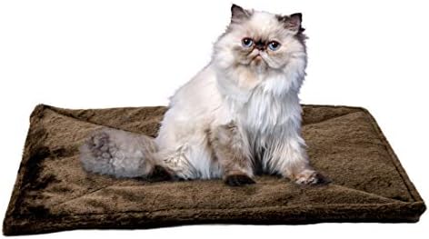Furhaven ThermaNAP Self-Warming Cat Bed for Indoor Cats & Small Dogs, Washable & Reflects Body Heat - Quilted Faux Fur Reflective Bed Mat - Espresso, Small