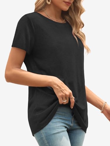 ATHMILE Christmas T Shirt Womens Short Sleeve Round Neck Shirts Summer Top Fashion Basic Tee Dark Green