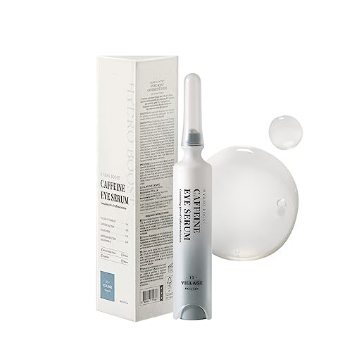 VILLAGE11FACTORY Hydro Boost Caffeine Eye Serum (0.33 fl.oz./10ml) - With 10% Caffeine Solution, Niacinamide & Hexapeptide-8, Depuff, Elasticity, Antiwrinkle and Brightening