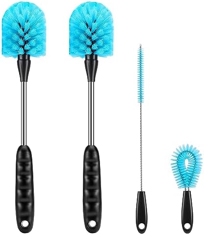 Water Bottle Brush Set, Long Handle 3-in-1 Stainless Steel Water Bottle Scrubbing Brush, Cleaning for Narrow Neck Bottles, Sport Bottles, Baby Bottles, Coffee Mugs, Tumblers, Flask(Short Size)