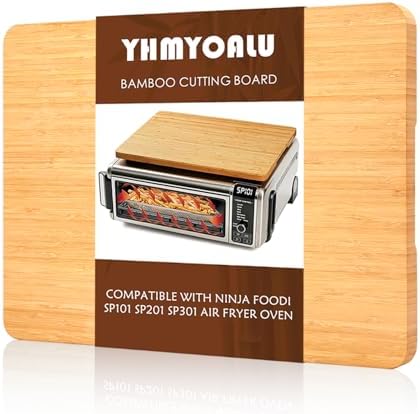 Bamboo Cutting Board Compatible with Ninja Foodi SP101 SP201 SP301 Air Fryer Oven, Accessories for Countertop Convection Toaster Oven, Creates Storage Space, Heat Resistant Silicone Feet