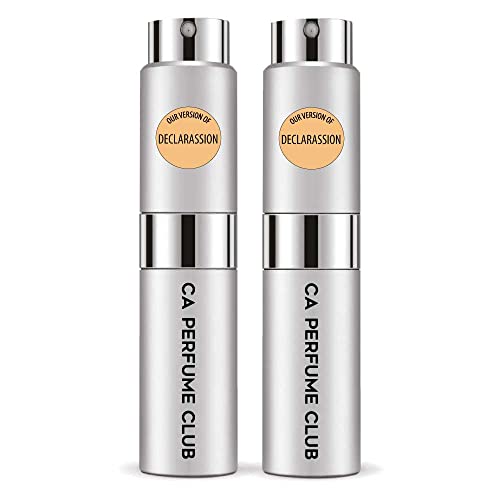 CA Perfume Impression of Declarassion For Men Replica Version Fragrance Dupes Concentrated Long Lasting Eau de Parfum Spray Refillable Atomizer Bottle 0.27 Fl Oz-X2