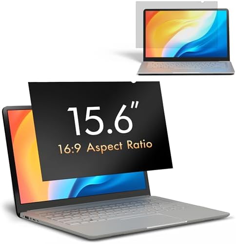 Privacy IQ 15.6" Inch (1 Pack) Laptop Privacy Screen-Filter for 16:9 Widescreen Display; 60 Degree Privacy, Advanced Anti-Glare, UV Light Reduction & Blue Light Filter