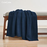 CozeCube Navy Blue Throw Blanket for Couch, Soft Cozy Cable Knit Throw Blanket for Bed Sofa Living Room, Lightweight Warm Decorative Farmhouse Christmas Throw Blanket, 50"x60", Navy Blue