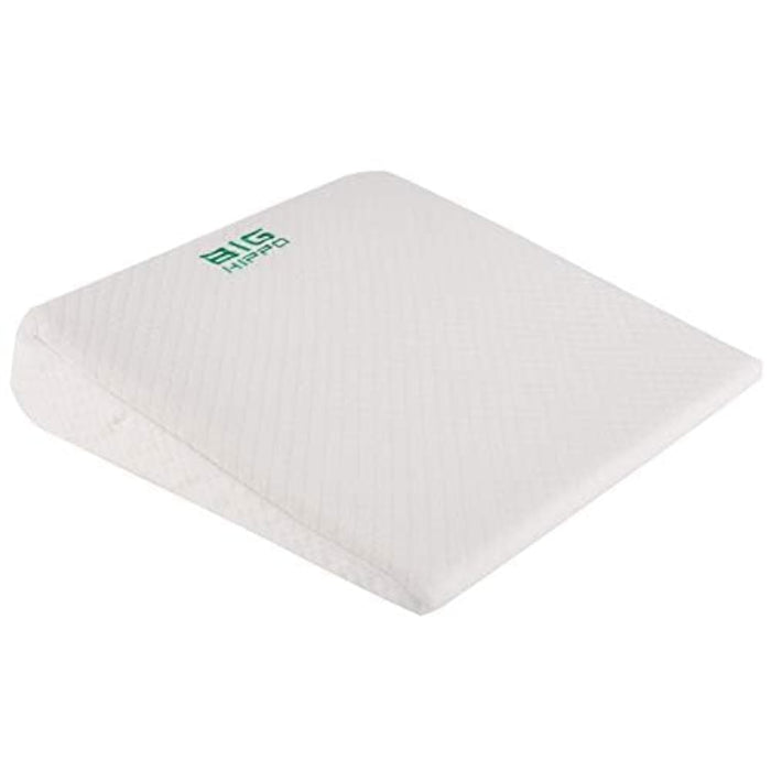 Big Hippo Wedge Pillow Memory Foam Cushion，Wedge Pillow for Sleeping and Acid Reflux, Leg, Neck Pain, Snoring, Removable Washable Cover (White 24"x22"x7.5")