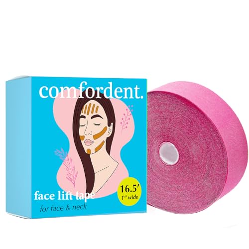 Kinesiology Tape for Face & Neck Lift - Non-Invasive Wrinkle Remover - Anti-Wrinkle Myofascial Release - V-line Chin Skin Lifting Sticker Sleep Strip Patch Roll (Hot Pink)