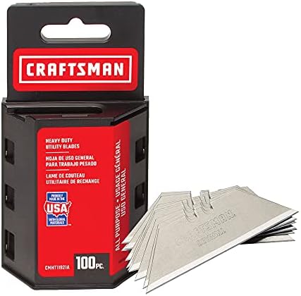 CRAFTSMAN Utility Knife Blades, 100 Pack, For Drywall, Leather, Rubber and More (CMHT11921A)
