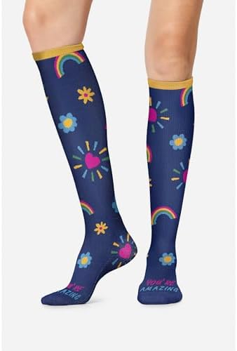 Cherokee Women's 10-15mmHg Compression Socks – Fun Print Knee Highs with Light Support, Soft Feel - PRINTSUPPORT
