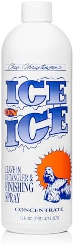 Chris Christensen Ice on Ice Detangler and Finishing Dog Spray, Concentrated Formula, Makes 2 Gallons, Helps Brush/Comb Glide Through Coat, Conditions, No Residue, All Coat Types, Made in USA, 16 oz