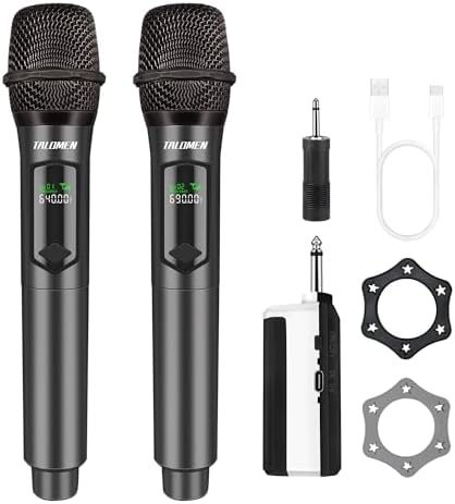 Wireless Microphone,Professional Dual Handheld Cordless Dynamic Mic System with Rechargeable Receiver(160 Ft),Karaoke Microphone Set for Singing,Karaoke,Wedding,DJ,Party,Speech,Church,K60-2