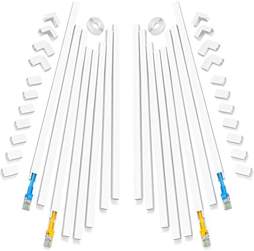 250in Cord Hider - One-Cord Cable Concealer - Yecaye Small Cord Cover on Wall Cable Management System - Cable Hider Cable Raceway Kit for Max 2 Cords, Wire Cover Home - 16X L15.7in W0.59in H0.4in