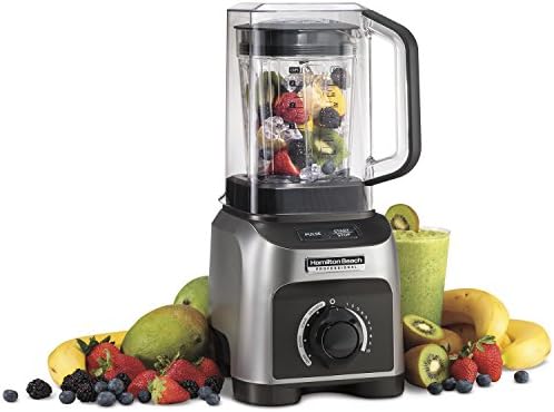Hamilton Beach Professional Quiet Shield Blender, 1500W, 32oz BPA Free Jar, 4 Programs & Variable Speed Dial for Puree, Ice Crush, and Smoothies, Silver (58870)
