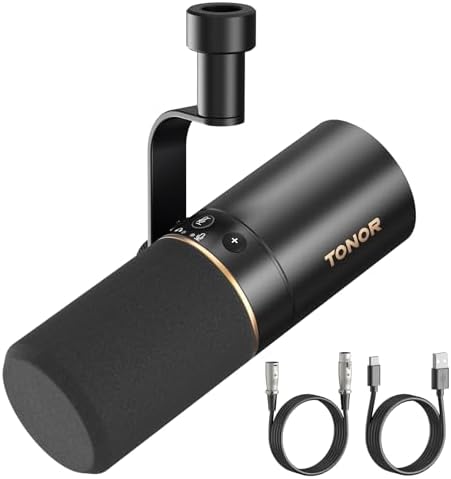 TONOR Dynamic Microphone, USB/XLR PC Microphone for Podcast, Recording, Live Streaming & Gaming, XLR Cardioid Studio Mic Music Voice-Over with Quick Mute, Headphone Output, Volume Control TD510