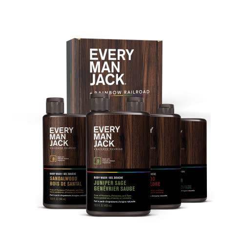 Every Man Jack Body Wash Variety Box - Includes Four Body Washes with
