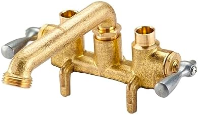 Gerber Classics Two Handle Laundry Faucet, Clamp On Mounting with Threaded Spout, Metal Handles, 7 Inch Spout, Rough Brass Finish G0049531, Commercial Quality Industrial Style Faucet
