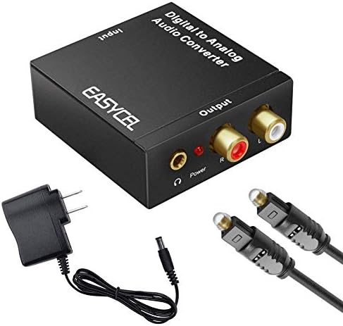 Audio Digital to Analog Converter DAC with 3.5mm Jack, Optical SPDIF Toslink Coaxial to Analog Stereo L/R Converter with Optical Cable and Power Adapter for PS3 PS4 Xbox Roku