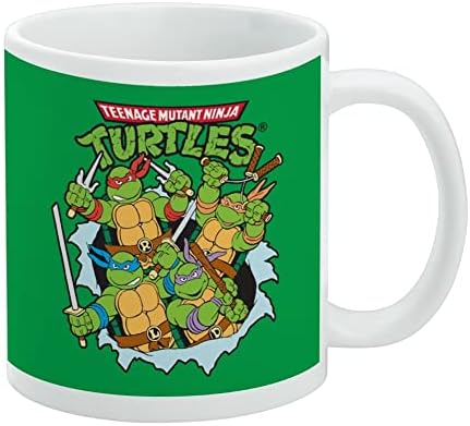 Teenage Mutant Ninja Turtles Group Retro Ceramic Coffee Mug, Novelty Gift Mugs for Coffee, Tea and Hot Drinks, 11oz, White