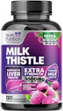 Milk Thistle Supplement 1000mg - Liver Cleanse Detox & Repair Formula - Potent 9:1 Extract Herbal Liver Supplement, Nature's Milk Thistle, Dandelion Root Extract & Silymarin Marianum - 120 Capsules