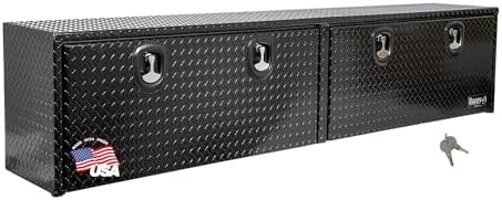 Buyers Products 1721563 Black Aluminum Diamond Tread Topsider Truck Box With Drop Door, 72 x 18 x 16 Inch, Made in The USA, Lockable Tool Chest, Durable Job Box For Storage & Organization