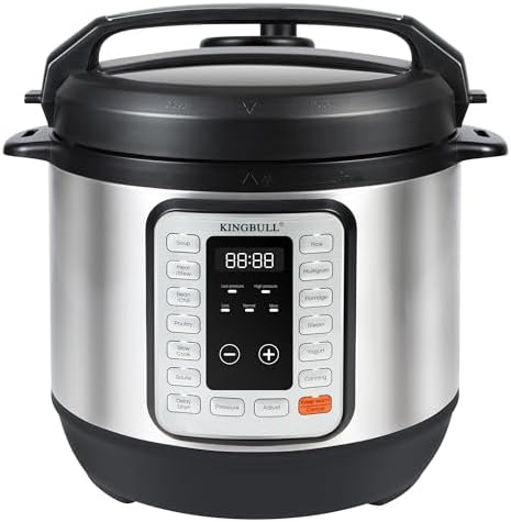 KINGBULL 12-in-1 Electric Pressure Cooker, Instant Multi-Use Non-Stick Pot, Slow Cooker, Rice Cooker, Steamer, Sauté, Yogurt Maker, Warmer &Delay Start,LED Screen& Manual(8QT)