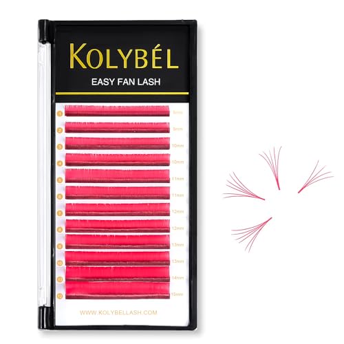 KOLYBEL Colored Volume Lash Extension Thickness 0.07 mm C D Curl 15-20 Mixed Tray Auto Blooming Easy Fan Lashes Pink Eyelash Extension Self Fanning Lashes (Pink,0.07-C-15-20)