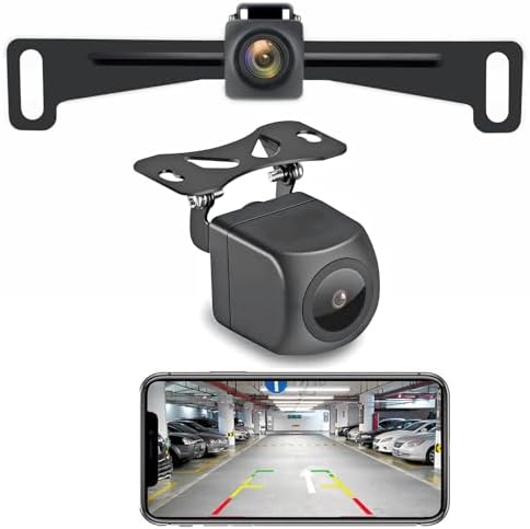 License Plate Wireless Backup Camera, 720P HD Back up Cameras for car, Front/Rear View Reverse Cam, 160° View Angle for iPhone iPad Android Smart Phones Tablets, Support Double Band WiFi
