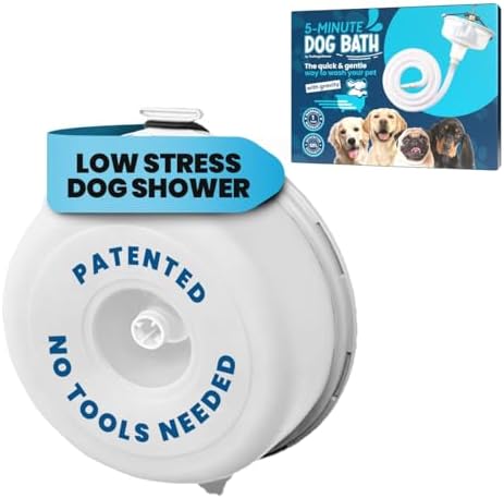 5-MinutePetBath Low Stress Dog Shower Attachment for Shower Head, Portable Pet Wash Station, Dog Washing Kit, Pet Shower Attachment, Epsom Salt Dog Spa, Shower Hose Attachment, Dog Wash - Clear