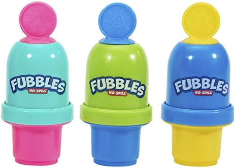 Fubbles Bubbles No-Spill Bubble Tumbler for Babies Toddlers and Kids | Includes 6oz Bubble Solution and Bubble Wand (Tumbler Colors May Vary)(Pack of 3)