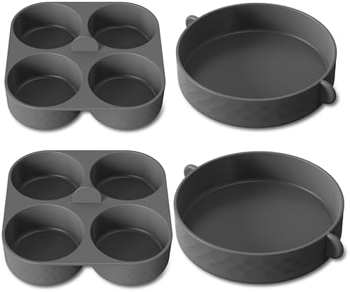 Silicone Egg Bite Molds for Instant Pot and Sous Vide Egg Bite Maker, 2 Pcs of 4 Inch Large Molds, 2 Pcs of 4-in-1 Mini Molds, Ideal for Breakfast Sandiwches, Healthy Snacks or Desserts