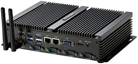 KINGDEL Industrial PC, Fanless Mini Desktop Computer with Celeron Dual Core CPU, 8GB RAM, 128GB SSD, 2xNICs, 4xCOM RS232, HD Port, Full Metal Body, Windows 11 Pro
