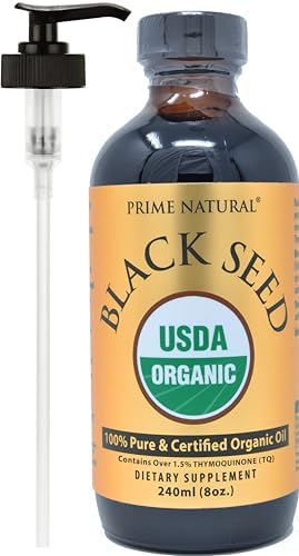 Organic Black Seed Oil 8oz | Cold Pressed Unrefined High Thymoquinone 1.7% USDA Certified | Turkish Origin Potent Pure Nigella Sativa Liquid | Vegan Omega 3 6 9, Antioxidant Immune Boost Joints Skin