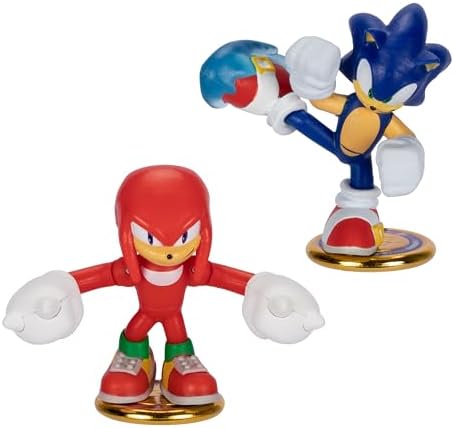 AKEDO Sonic The Hedgehog Versus Pack with Sonic and Knuckles, Mini Collectable Battling Action Warriors, 2.25 Inches Tall, Contains 2 Battle Controllers